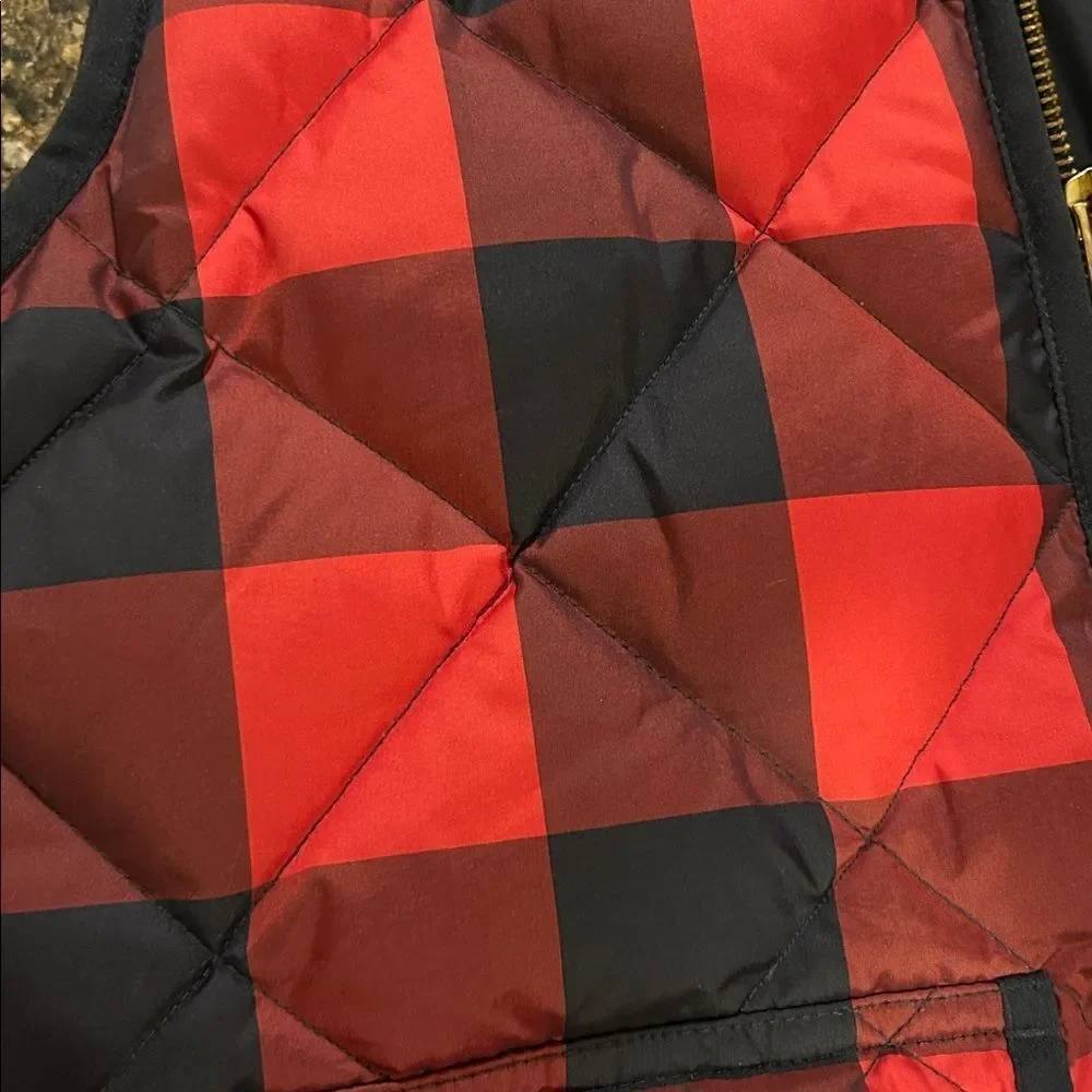 J. Crew Red and Black Checkered Vest